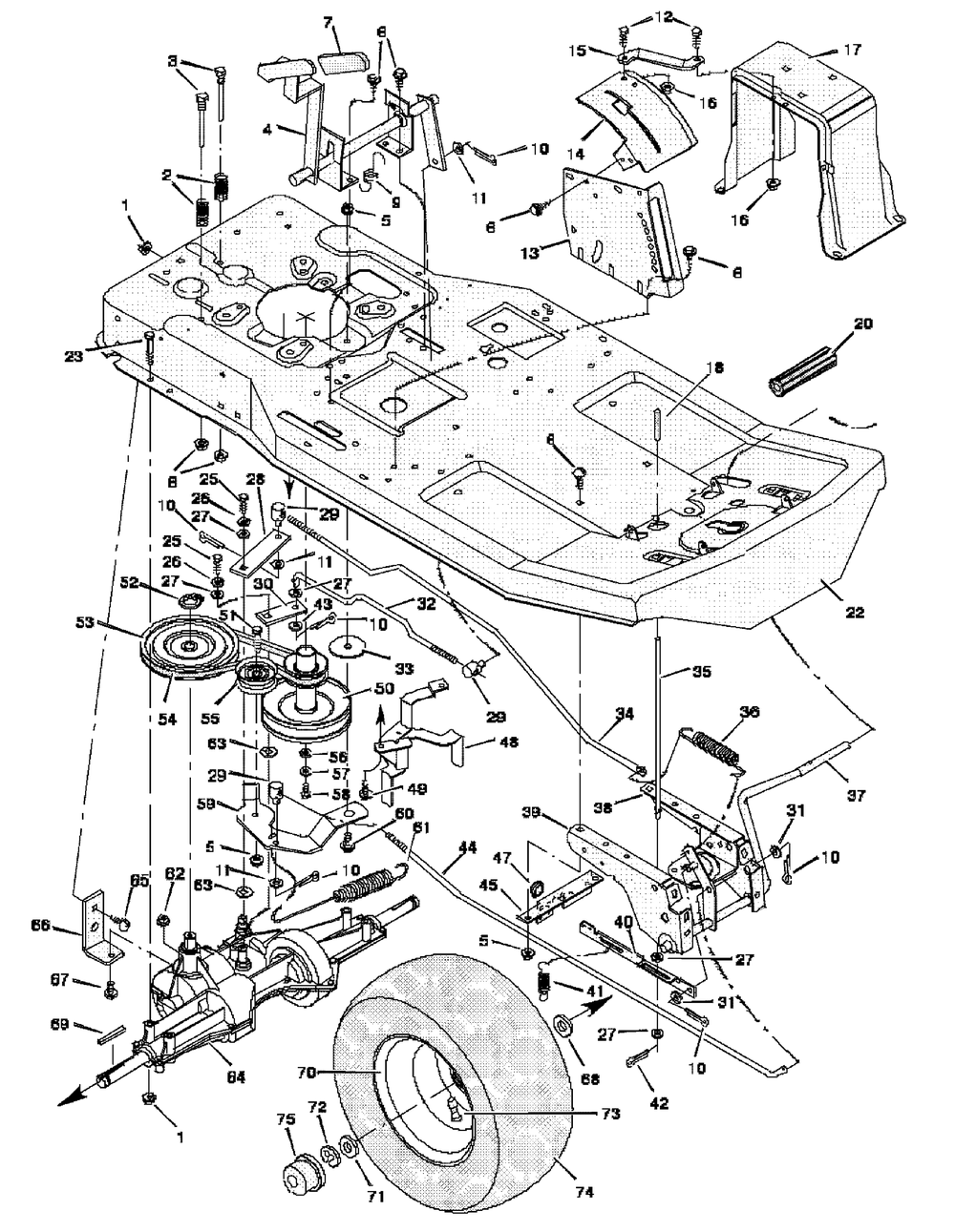 Motion Drive Diagram and Parts List for 30560E  Briggs and Stratton Lawn Tractor